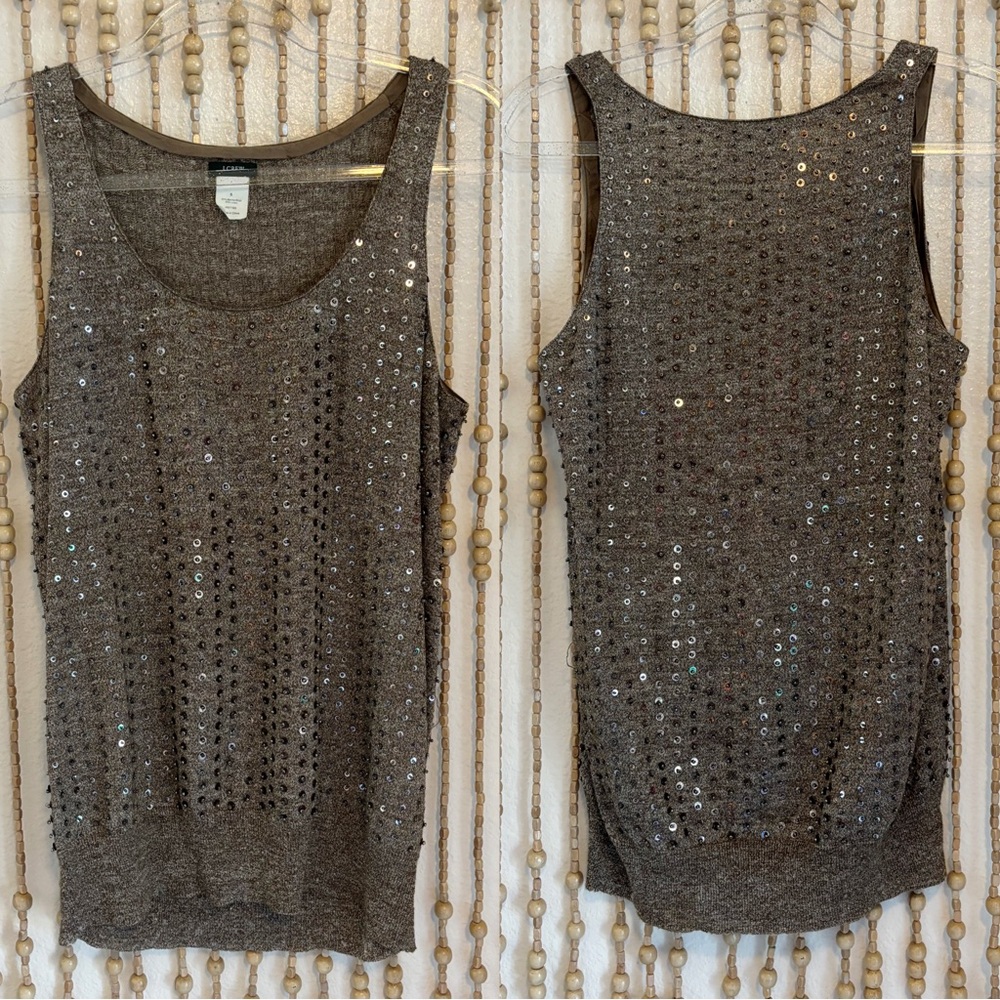 J Crew Y2K Wool Linen 2000s Beaded Sequin Embellished Fairy  Grunge Merino Tank